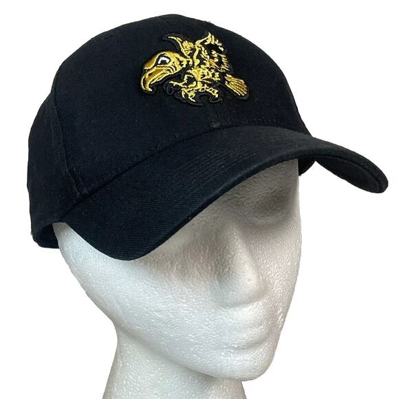 Iowa Hawkeyes Nike Fitted Hat Cap 1 SIZE Black w/ Yellow Embroidered RARE Hawk - Picture 1 of 9